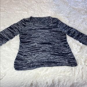 Eileen Fisher Black and White Cotton blend Crew Neck Sweater women’s size Large